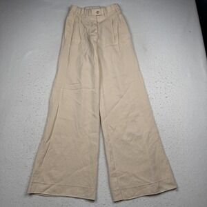 Giuliva Heritage Pants Womens 36 Beige Wool Pleated Wide Leg Dress Made Italy